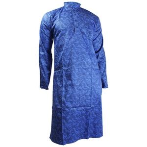 Hijaz Mandarin Collar Camo Print Kurta Blue